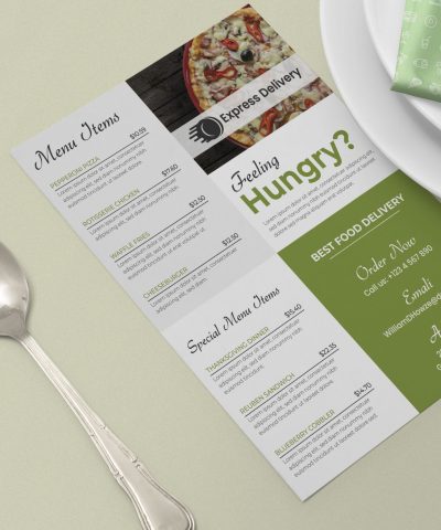 Food flyer design (menu card) print-ready template